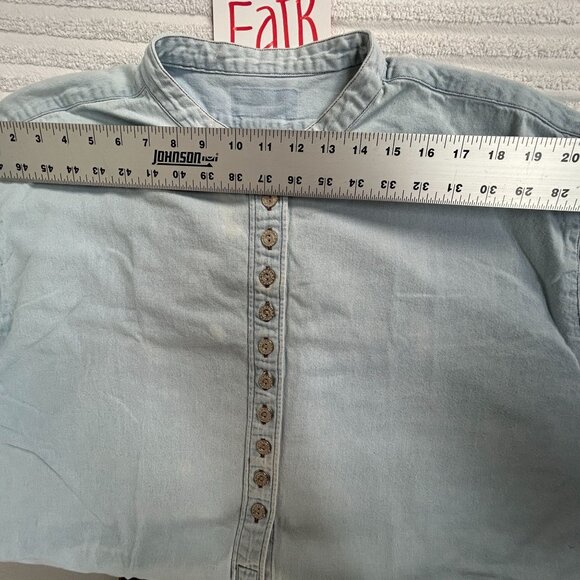 Venezia Jeans Womens Light Wash Denim Long Sleeve Button-Down Shirt Blue Casual - Picture 4 of 6